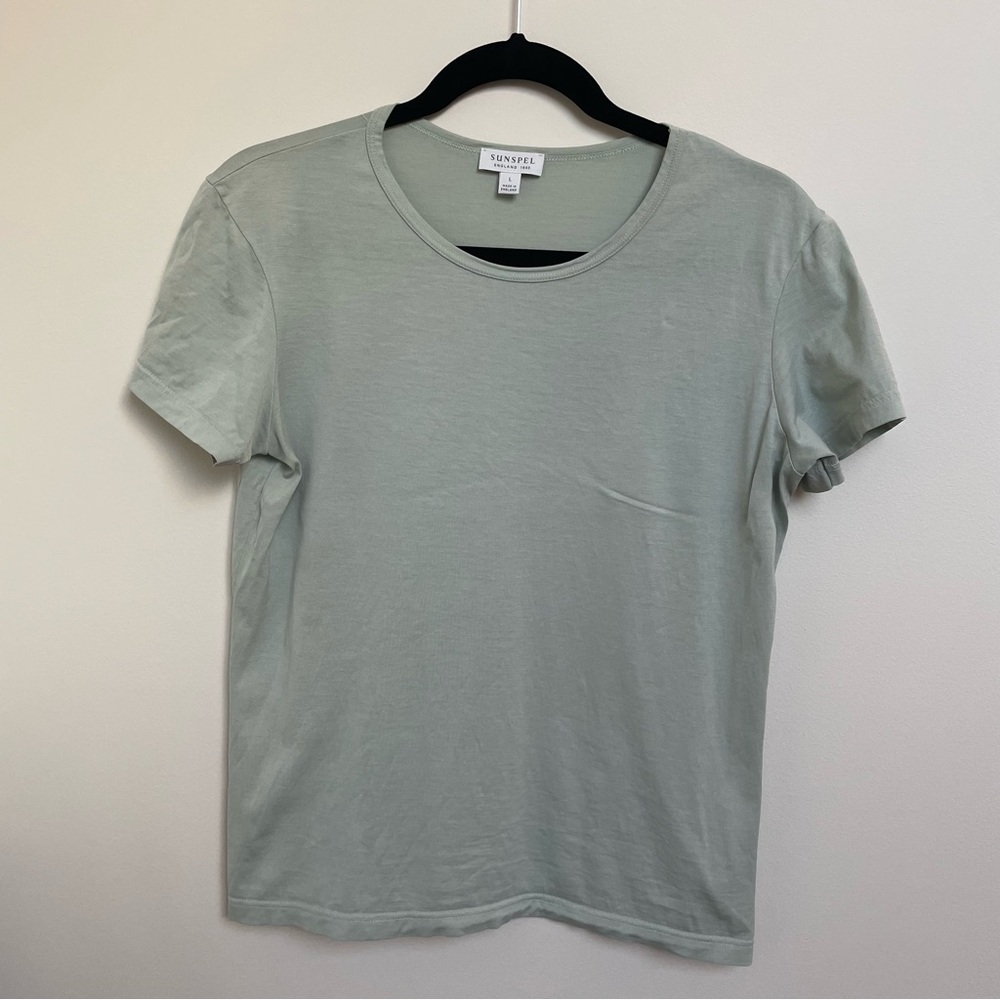 Sunspel classic t-shirt 100% supima cotton size large teal green turquoise